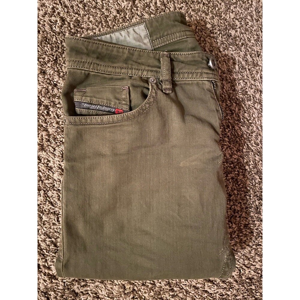 Diesel Mens Slim Fit Stretch Denim Jeans Olive Green (Army Green) Thommer NWT 27